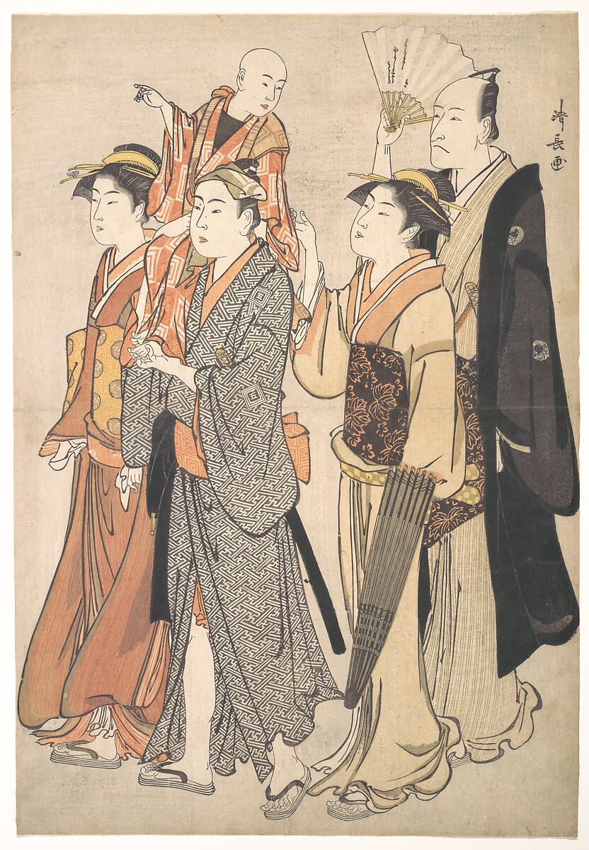 Ichikawa Danjūrō V and His Family, Torii Kiyonaga (Japanese, 1752–1815), Woodblock print; ink and color on paper, Japan 
