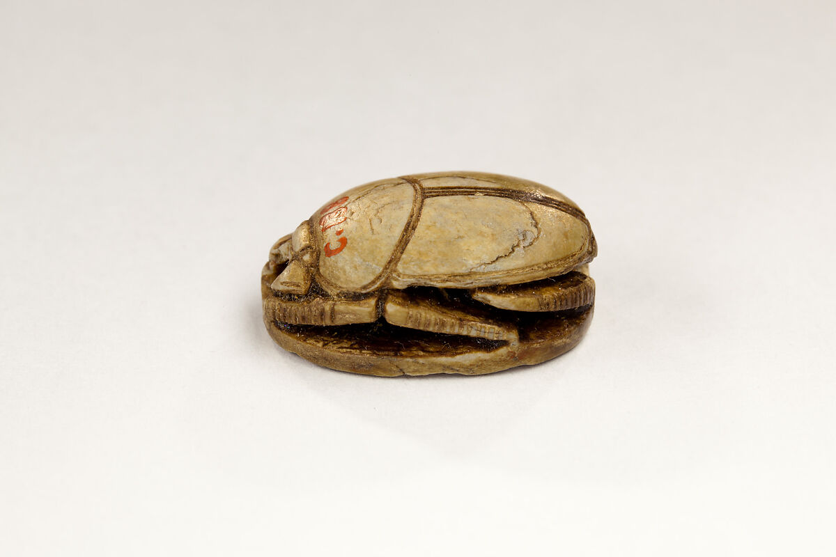 Scarab Inscribed with the Throne Name of Thutmose I, Steatite, glazed