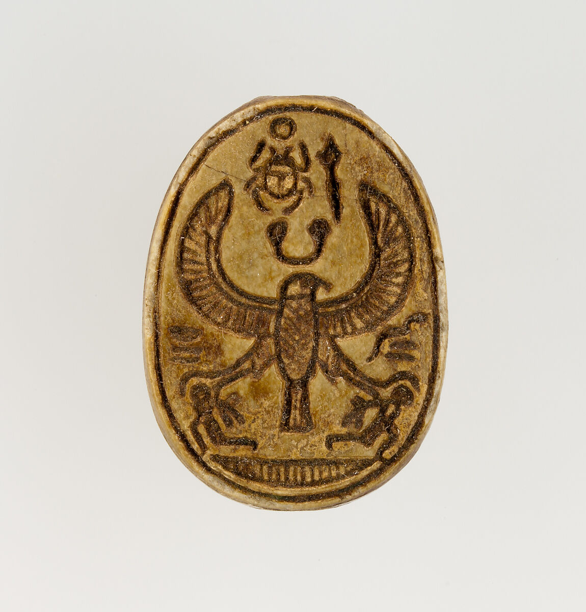 Scarab Inscribed with the Throne Name of Thutmose I, Steatite, glazed 