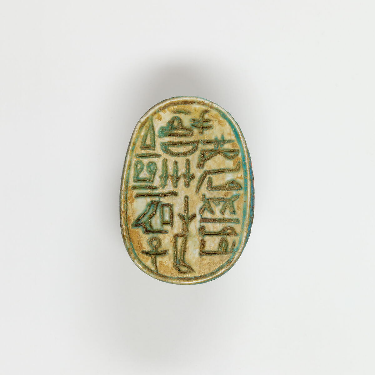 Scarab Inscribed for an Official, Glazed steatite 