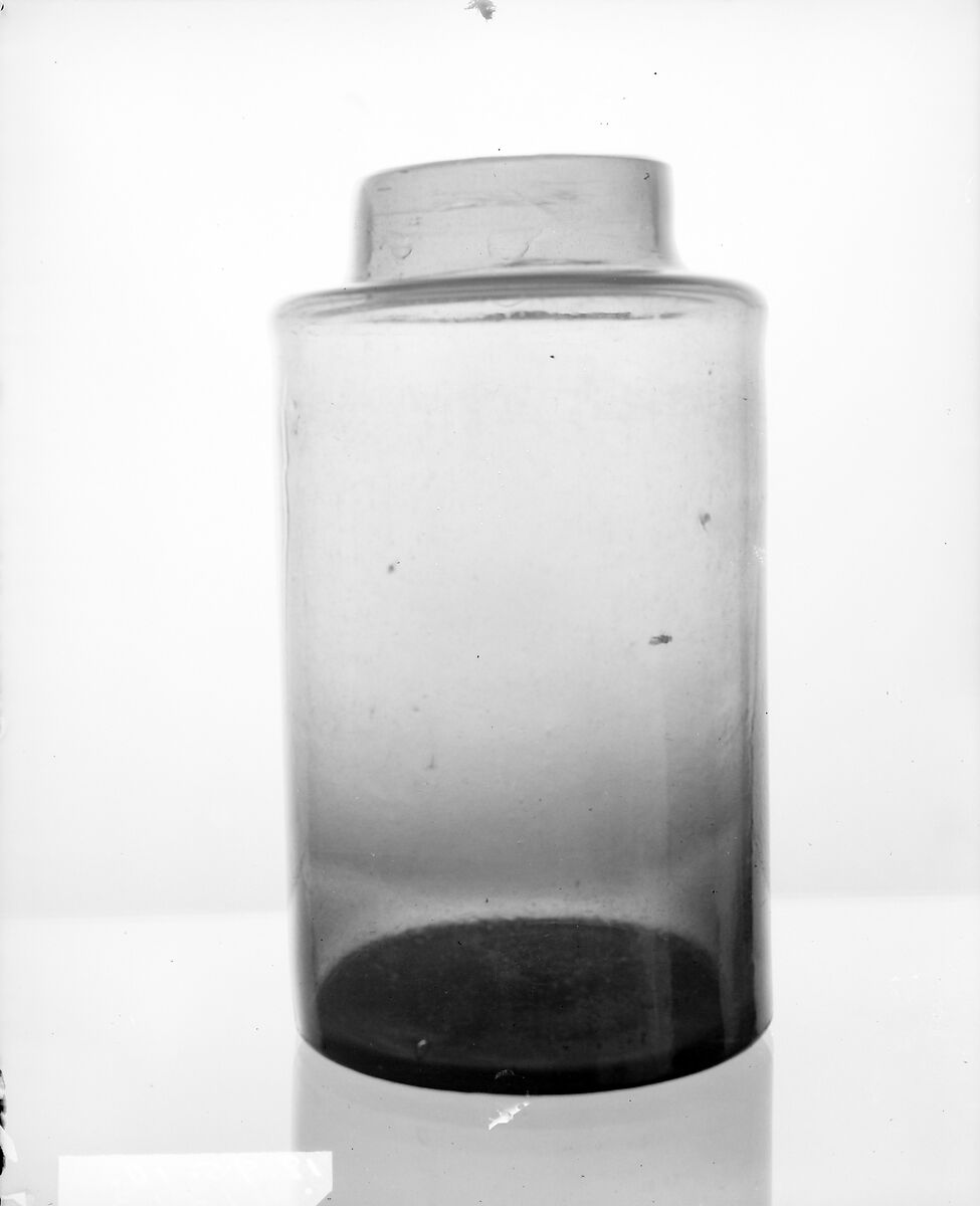 Pharmacy Jar, Free-blown green glass, American 
