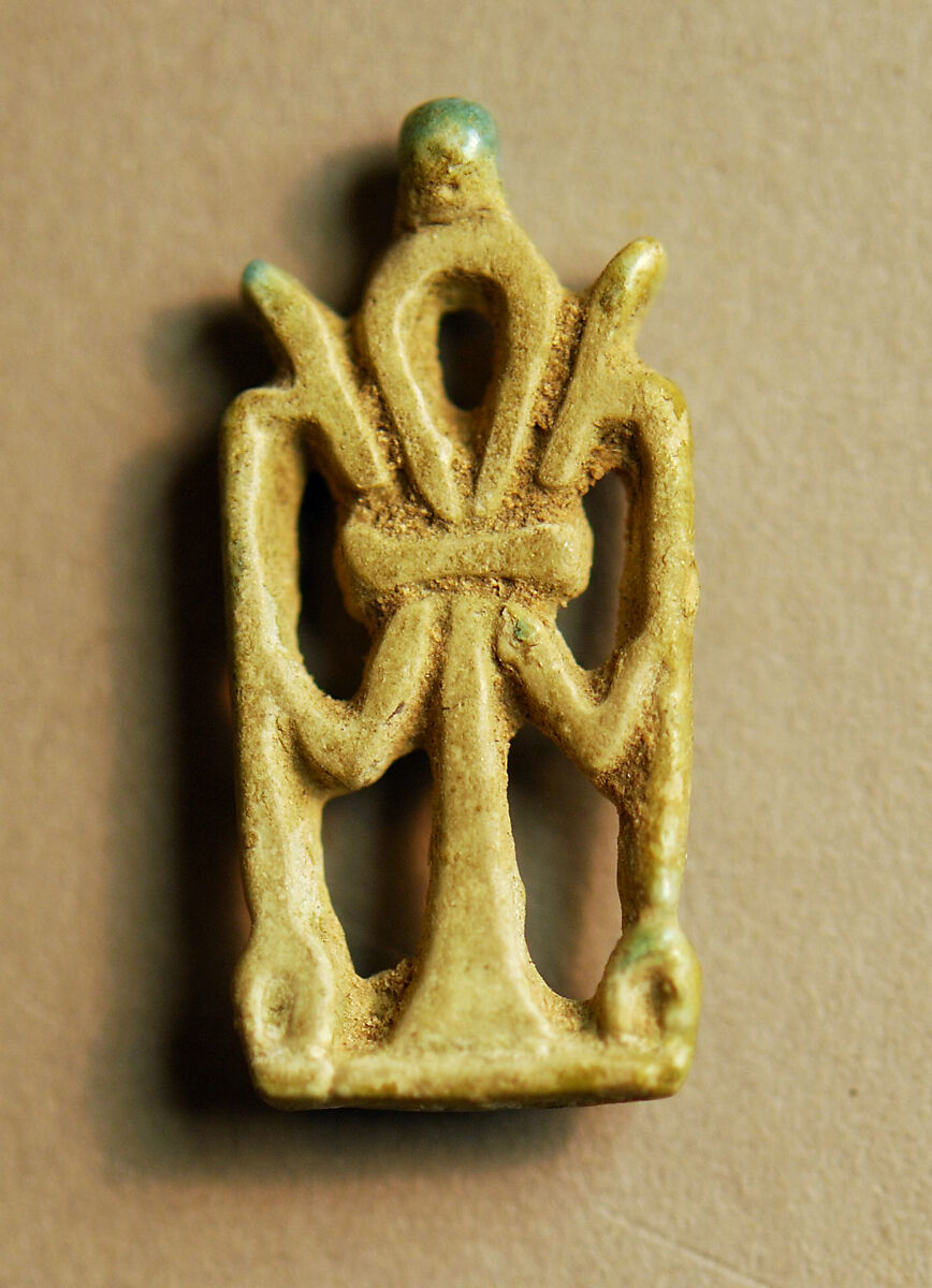 Amulet with an Ankh and Two Was Scepters, Faience 