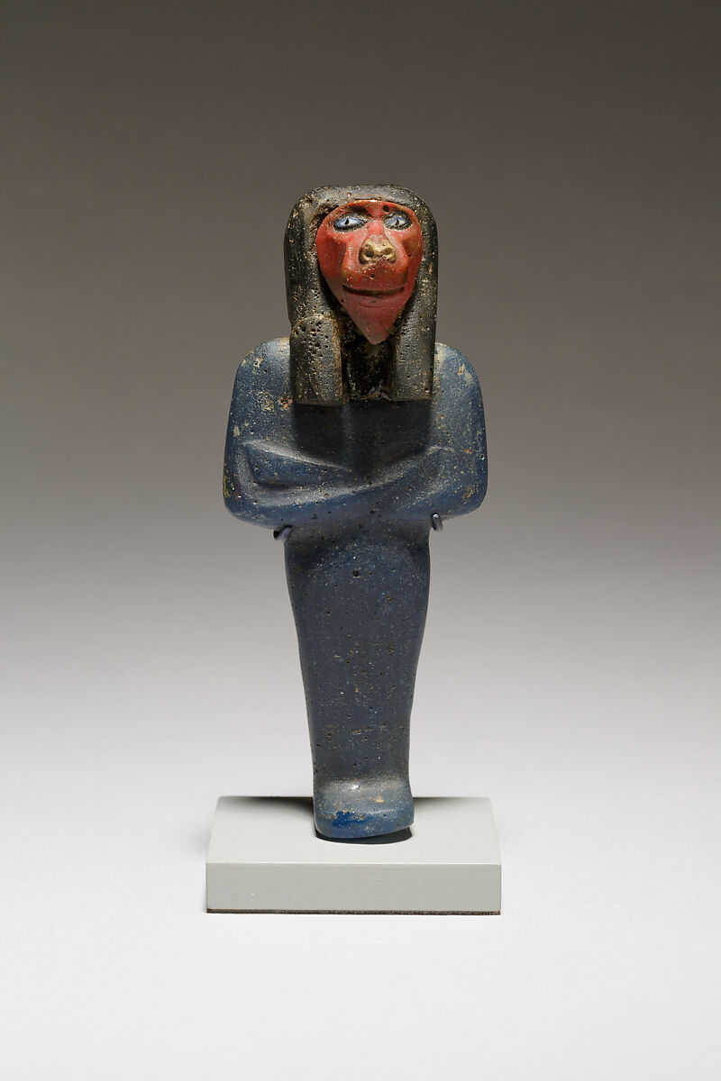 Funerary figure of Hapy, Glass, precious metal 