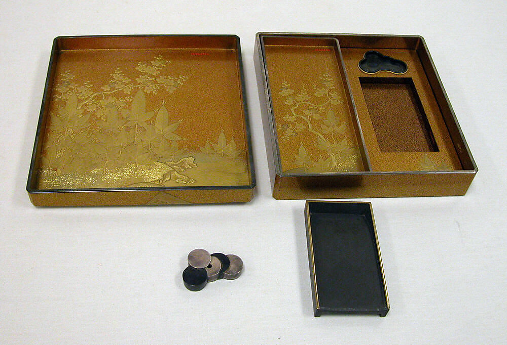 Writing Box (Suzuribako) with Books, Gold, silver togidashimaki-e, hiramaki-e, takamaki-e, cut-out gold foil application, Japan