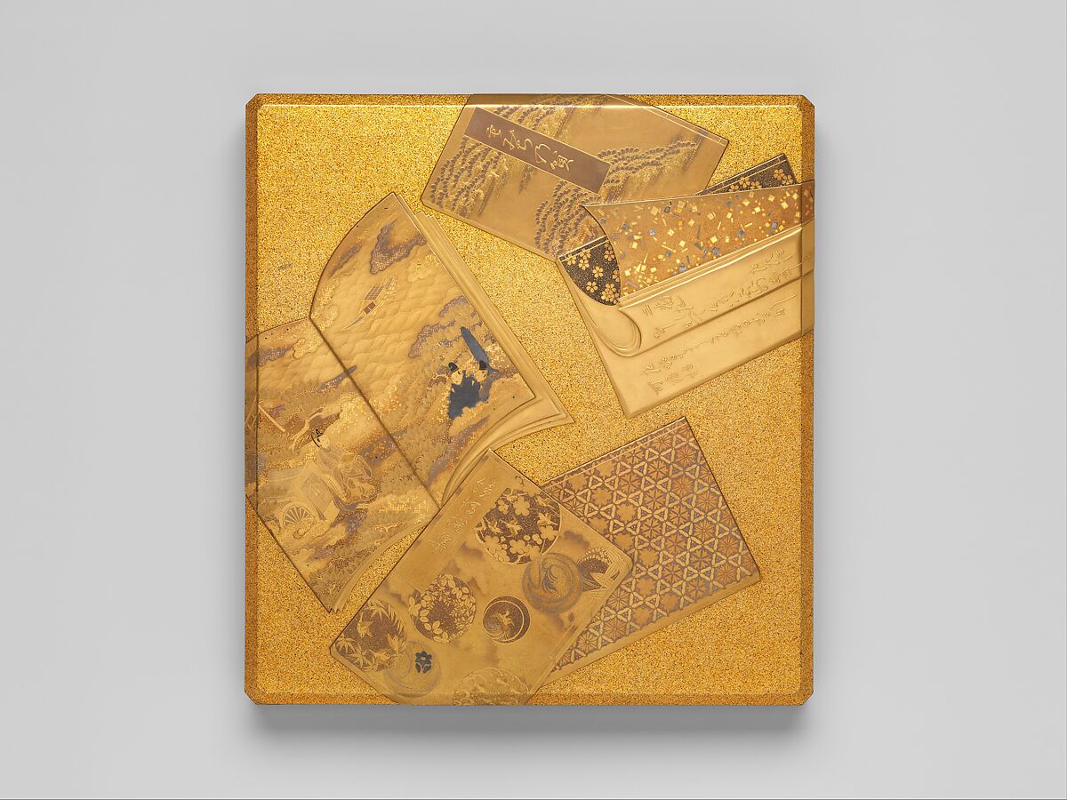Writing Box (Suzuribako) with Books, Gold, silver togidashimaki-e, hiramaki-e, takamaki-e, cut-out gold foil application, Japan 