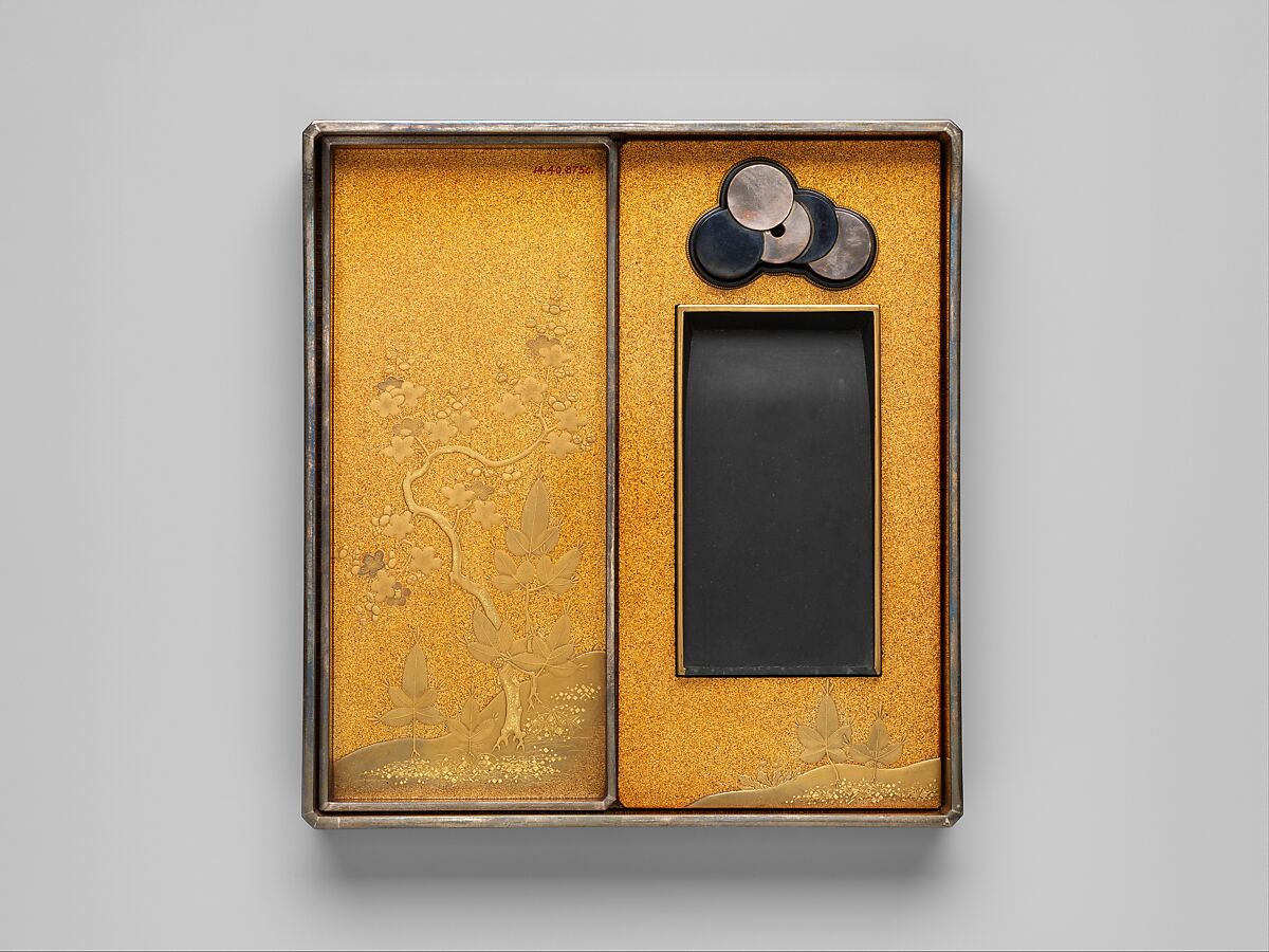 Writing Box (Suzuribako) with Books, Gold, silver togidashimaki-e, hiramaki-e, takamaki-e, cut-out gold foil application, Japan