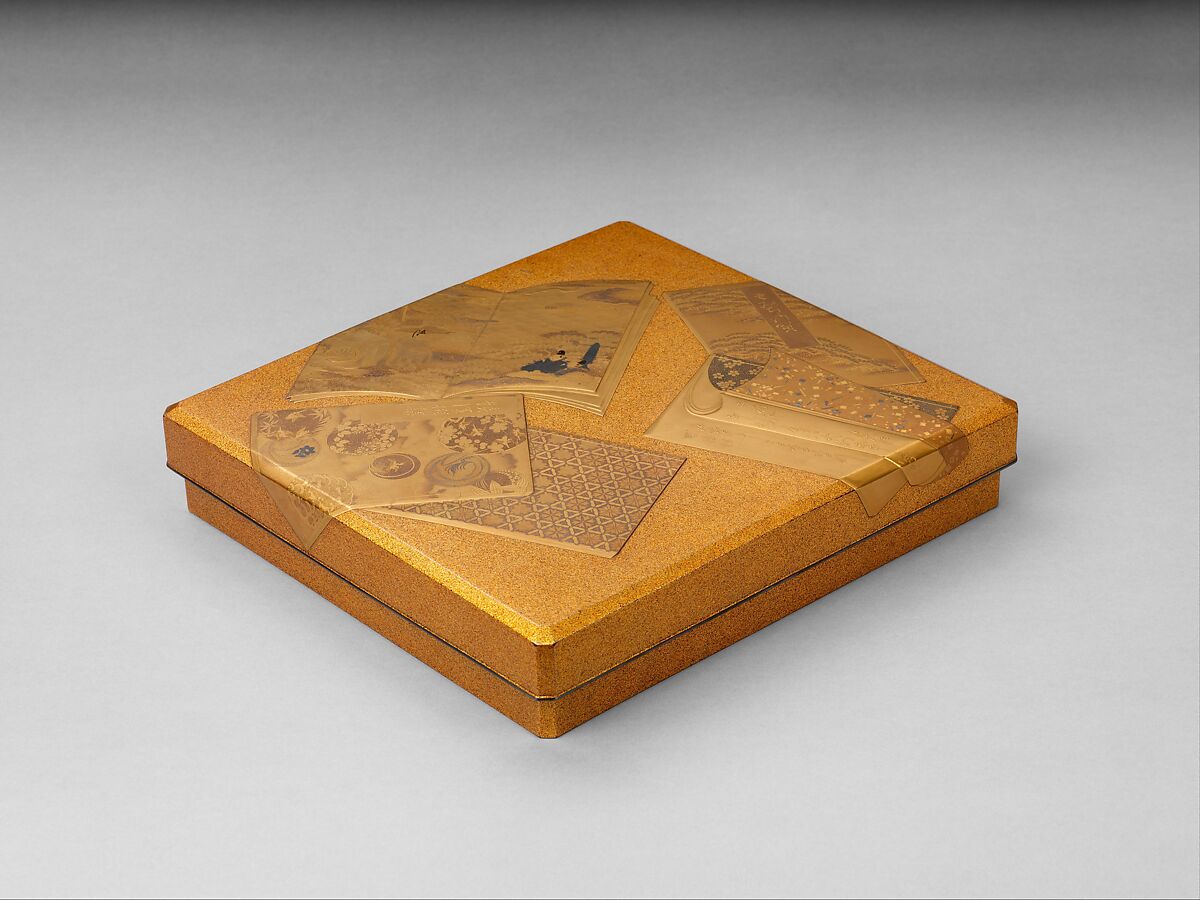 Writing Box (Suzuribako) with Books, Gold, silver togidashimaki-e, hiramaki-e, takamaki-e, cut-out gold foil application, Japan