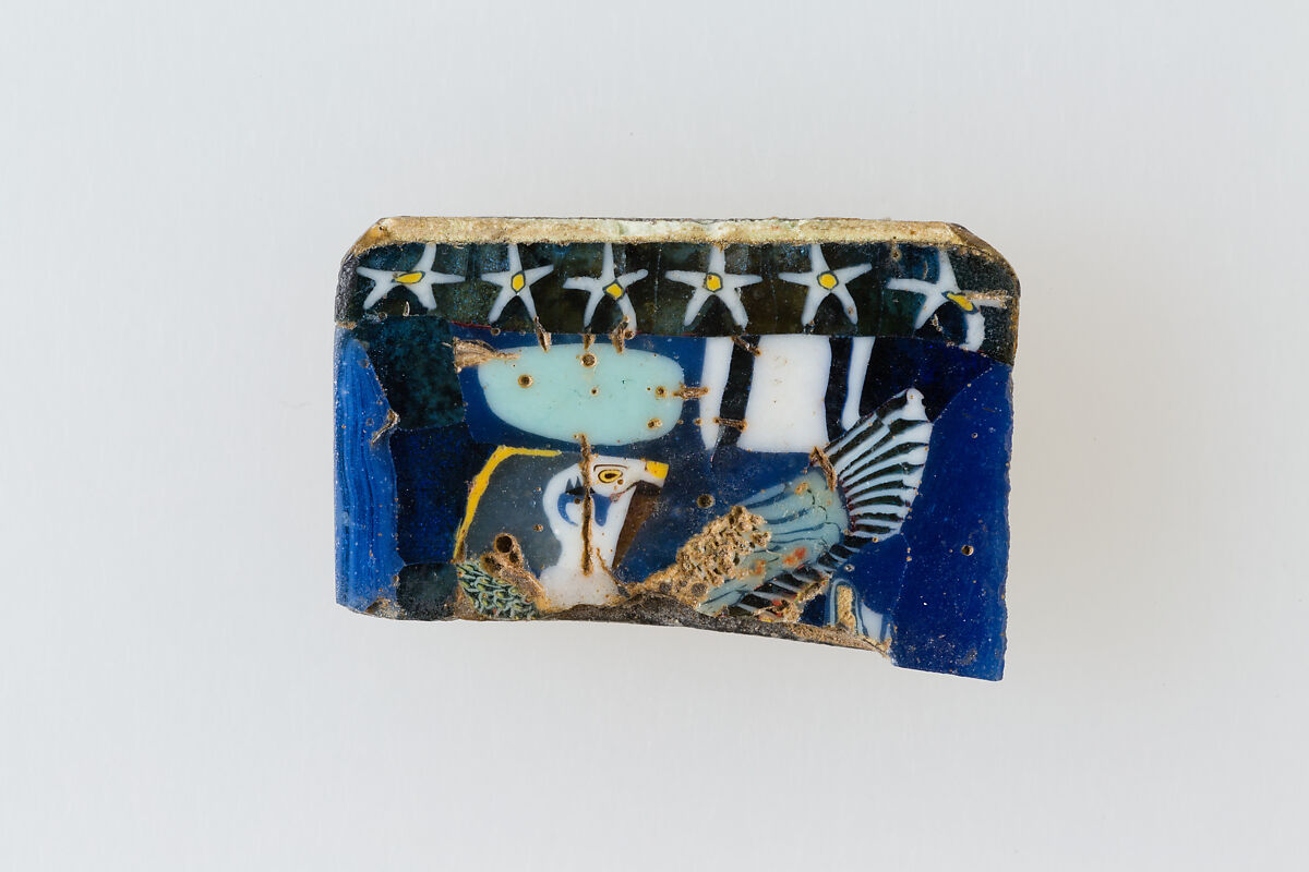 Inlay, falcon with spread wings, Glass 