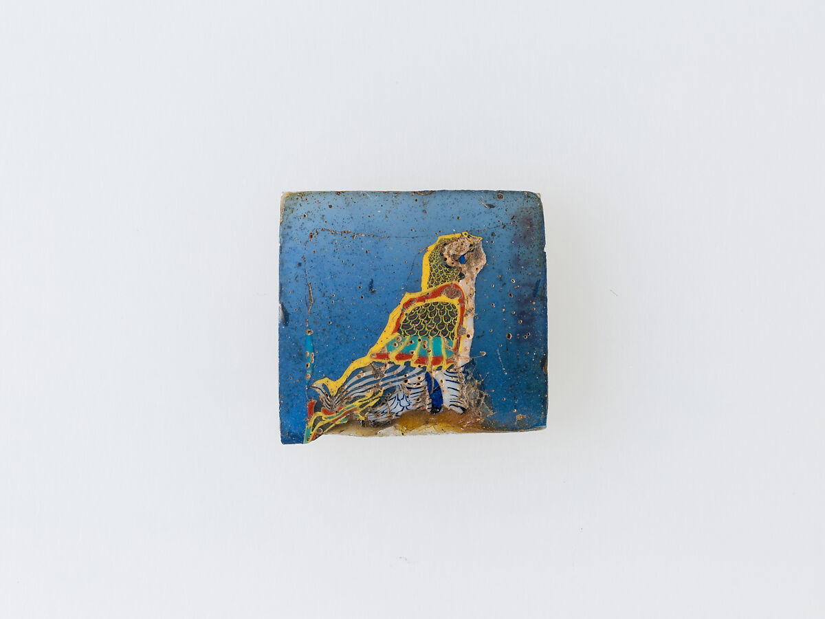 Inlay, falcon hieroglyph, Glass 