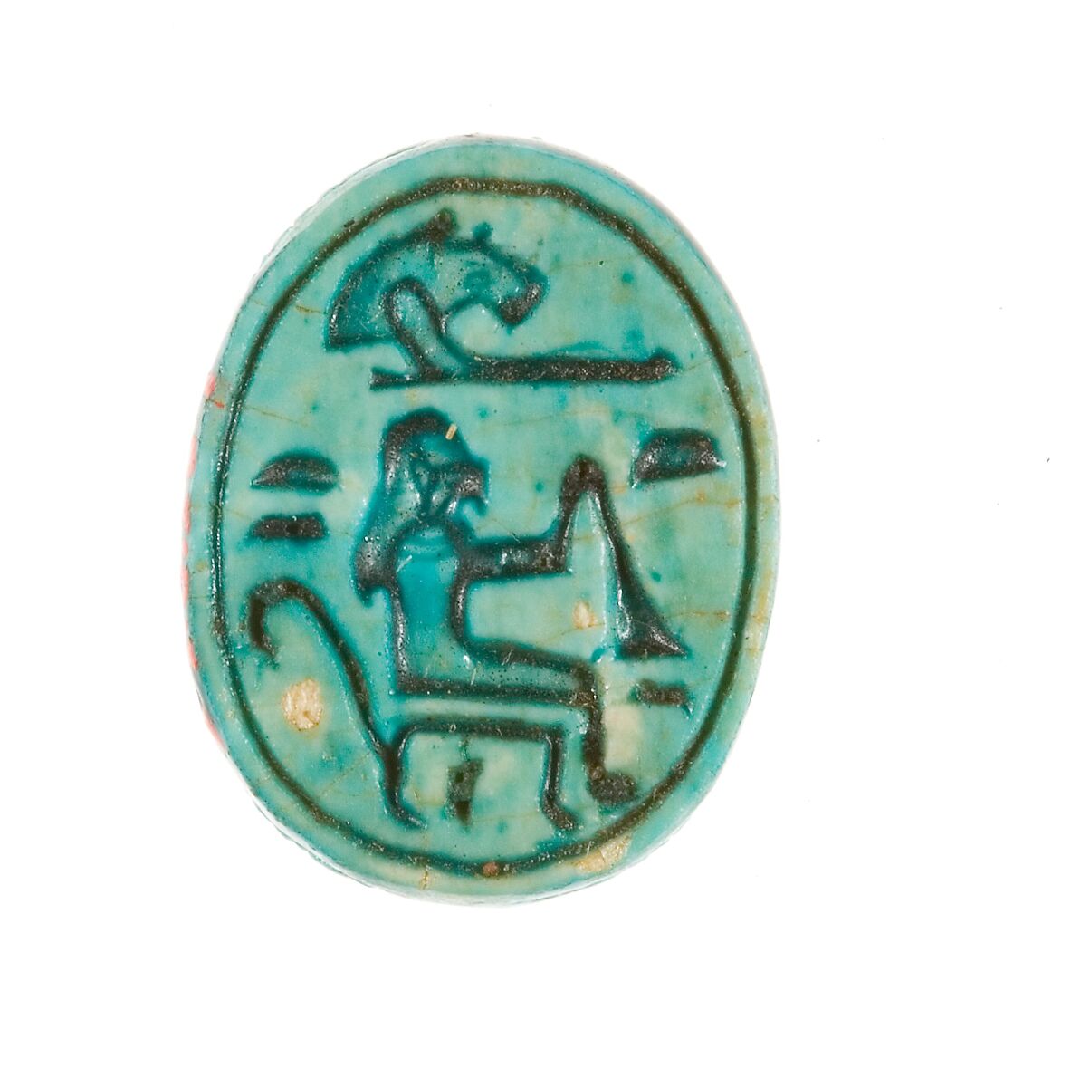 Scarab Inscribed for Hatshepsut, Steatite (glazed) 