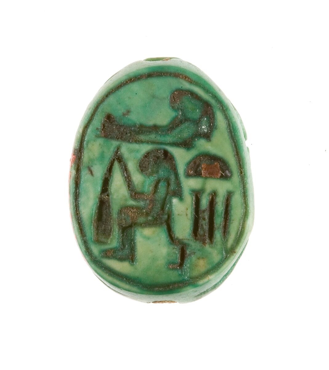 Scarab Inscribed for Hatshepsut, Steatite (glazed) 