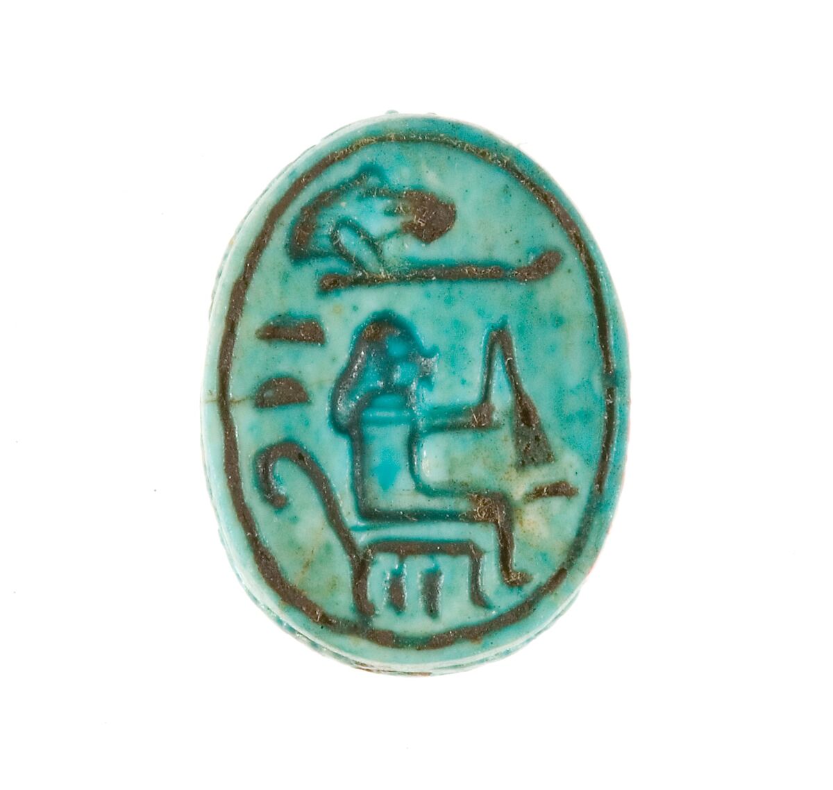 Scarab Inscribed for Hatshepsut, Steatite (glazed) 