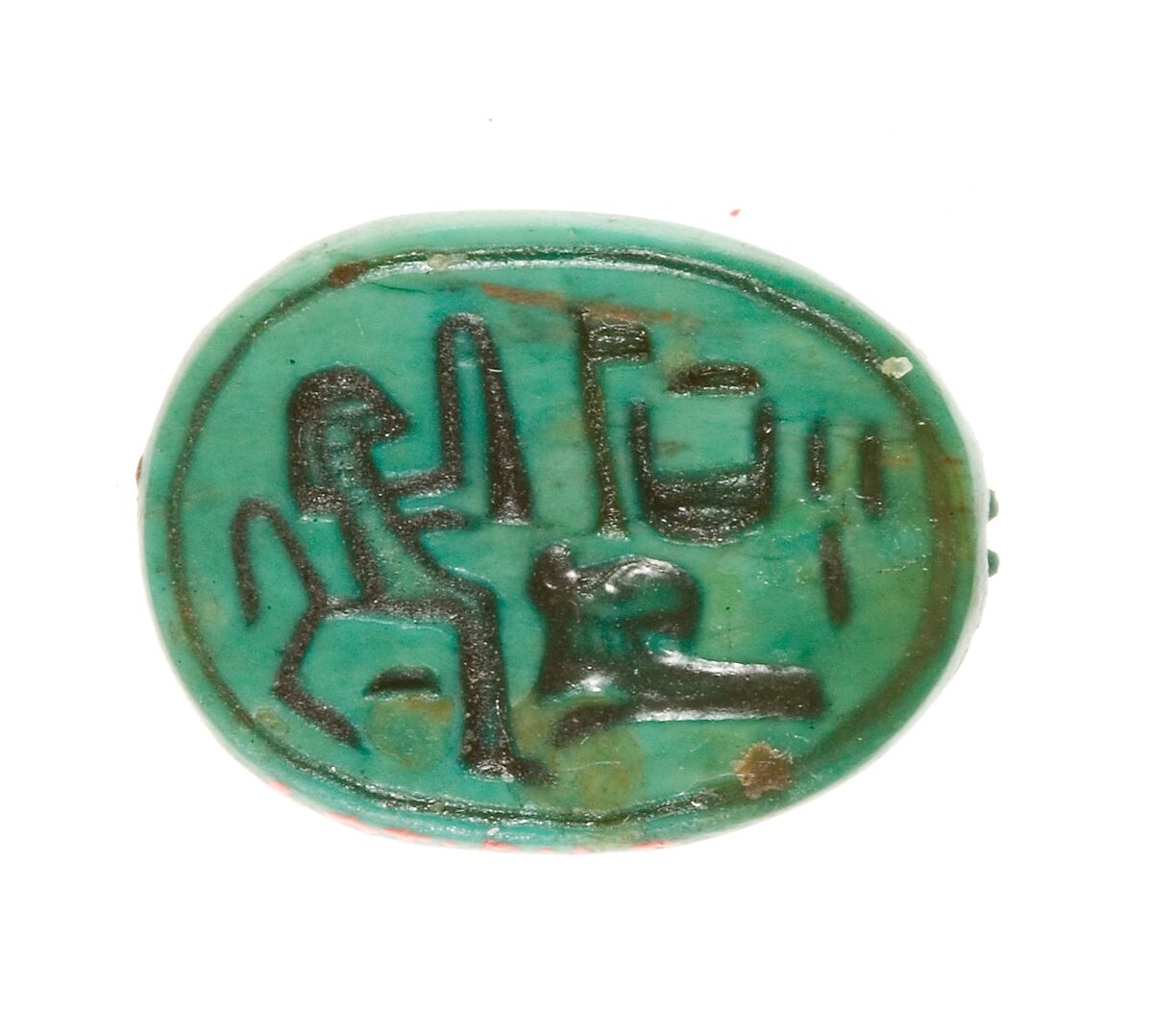 Scarab Inscribed for the God's Wife Hatshepsut, Steatite (glazed) 