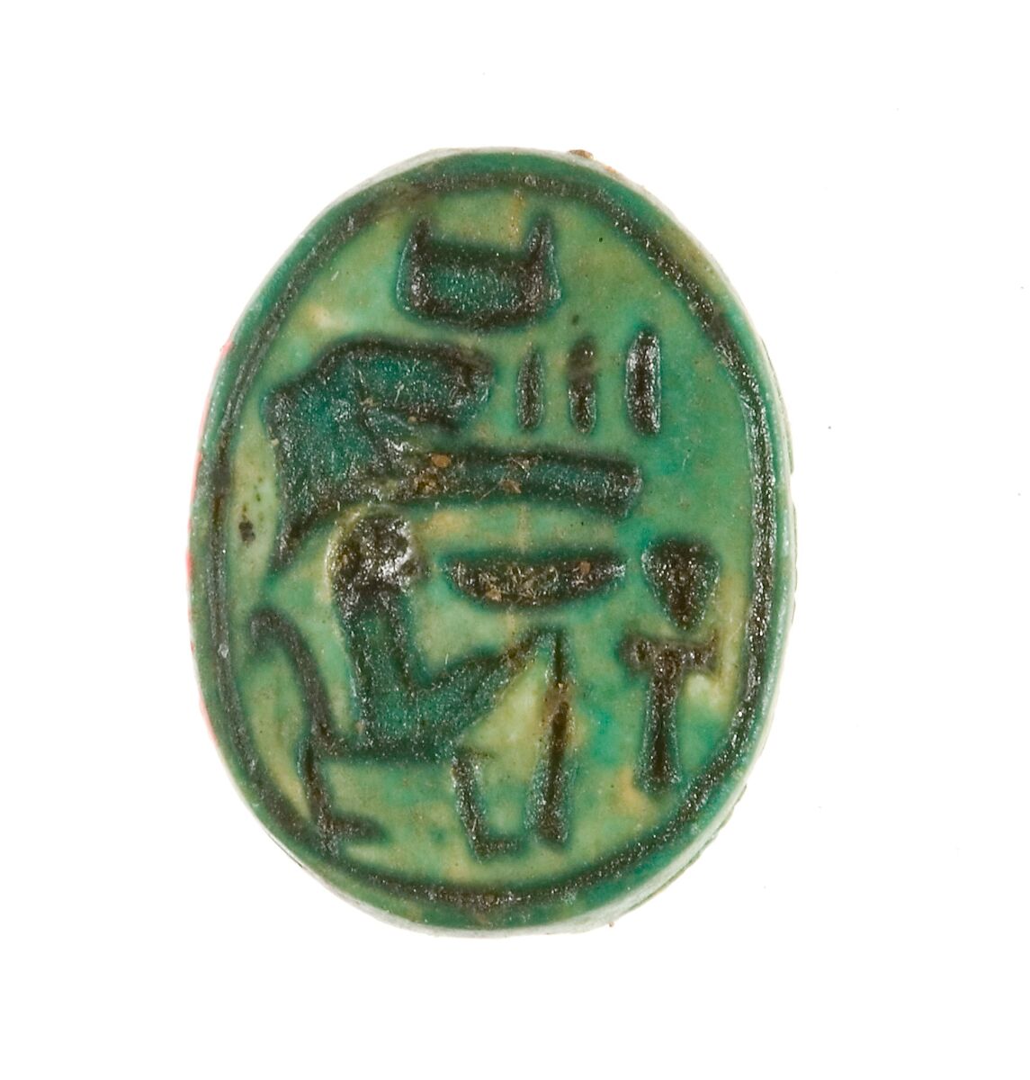 Scarab Inscribed for the [God's] Wife Hatshepsut, Living, Steatite (glazed) 