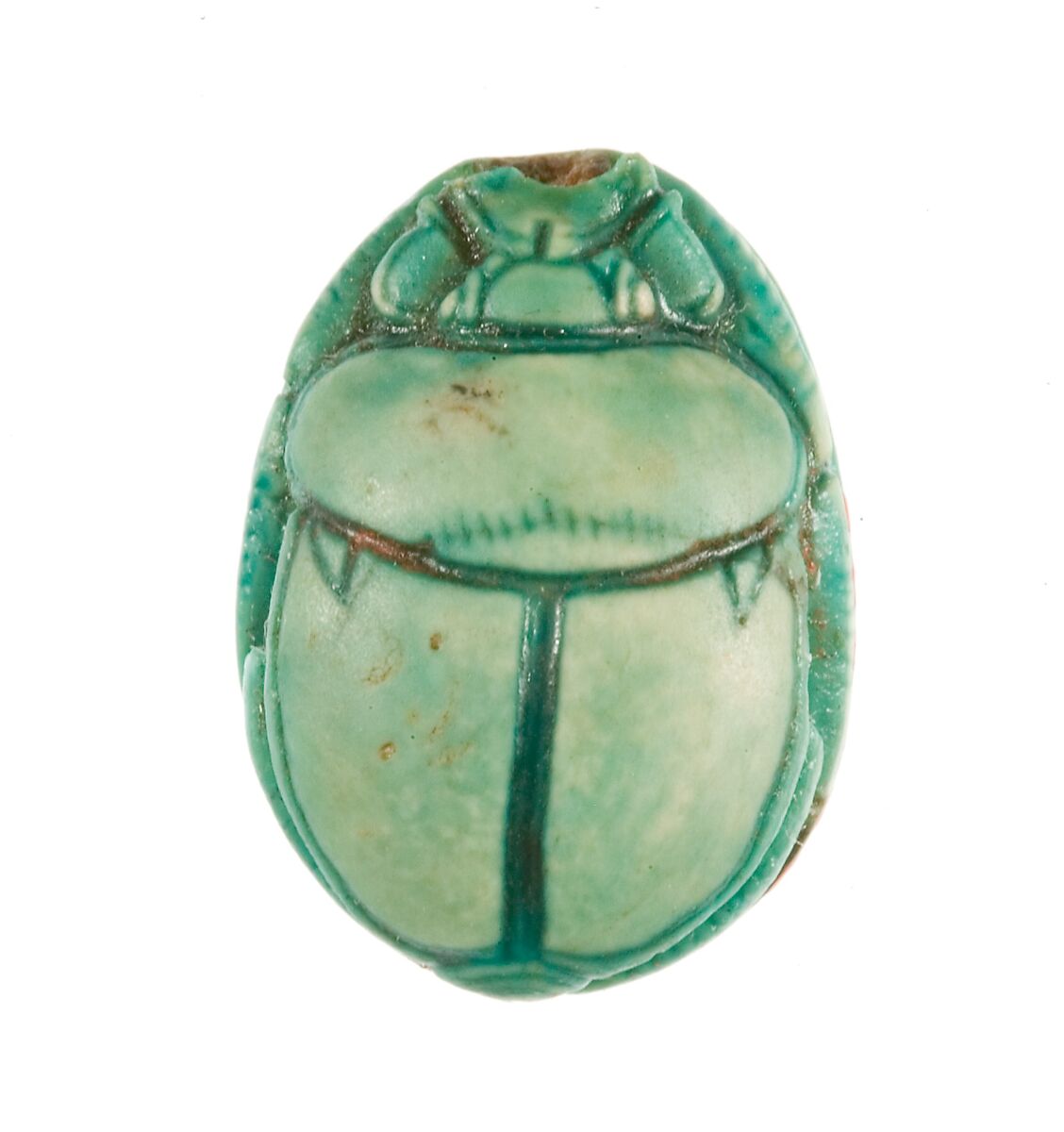 Scarab Inscribed with the Name Maatkare (Hatshepsut) Flanked by Two Red Crowns, Steatite (glazed)