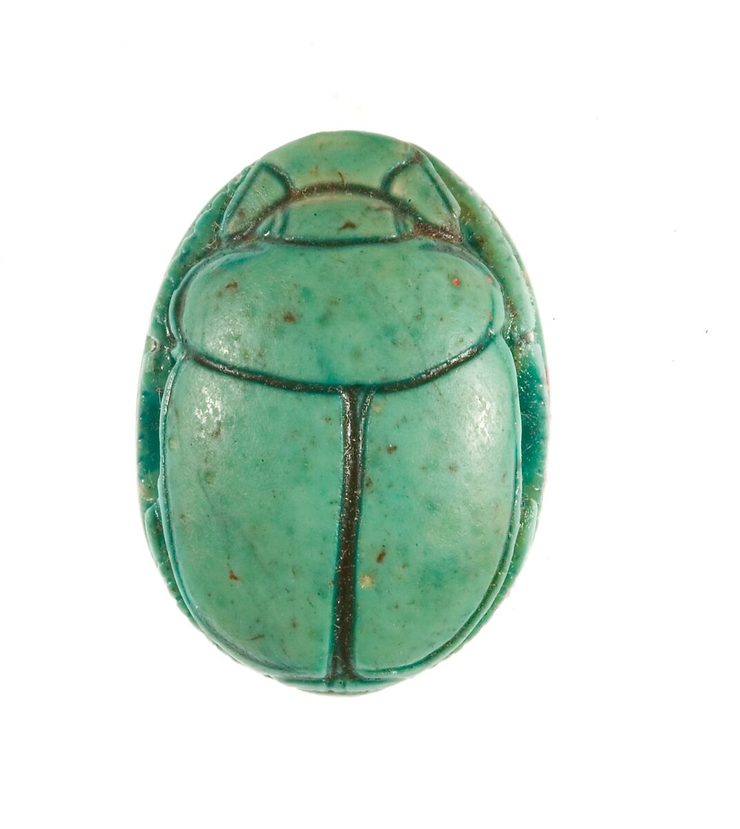 Scarab Inscribed with the Name Maatkare Over a Papyrus Thicket, Steatite (glazed)