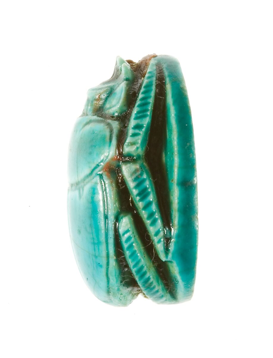 Scarab Inscribed with the Name Maatkare (Hatshepsut) with a Falcon Above, Steatite (glazed)