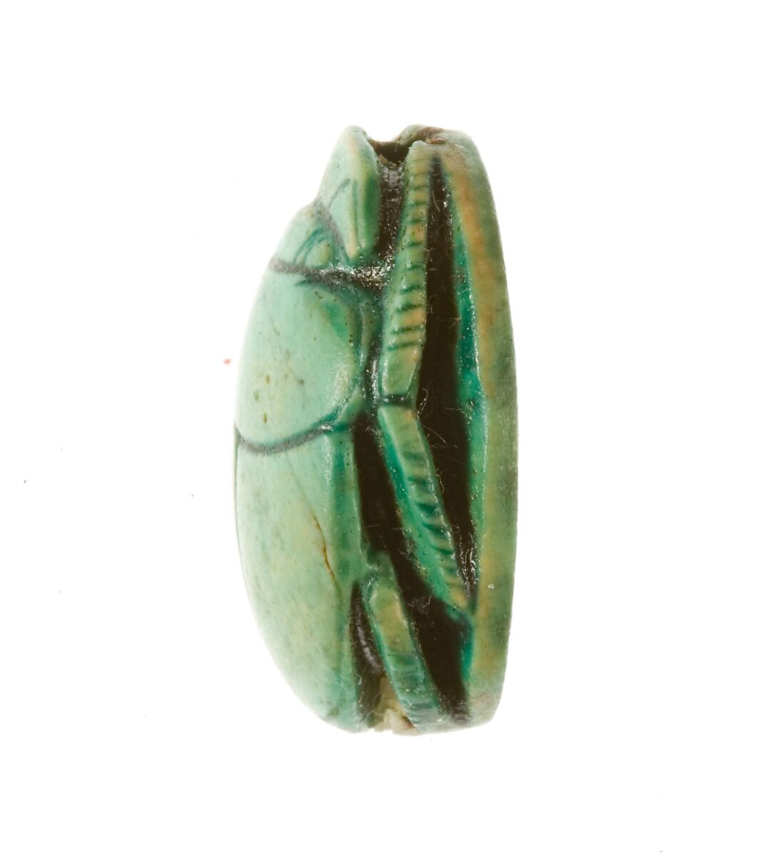 Scarab Inscribed for the Perfect God Maatkare (Hatshepsut), Flanked by Two Red Crowns, Steatite (glazed)