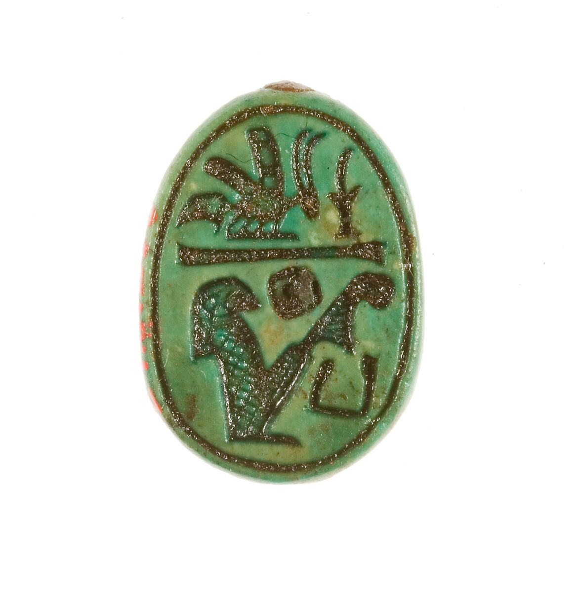 Scarab Inscribed for the King of Upper and Lower Egypt Maatkare (Hatshepsut), Steatite (glazed) 