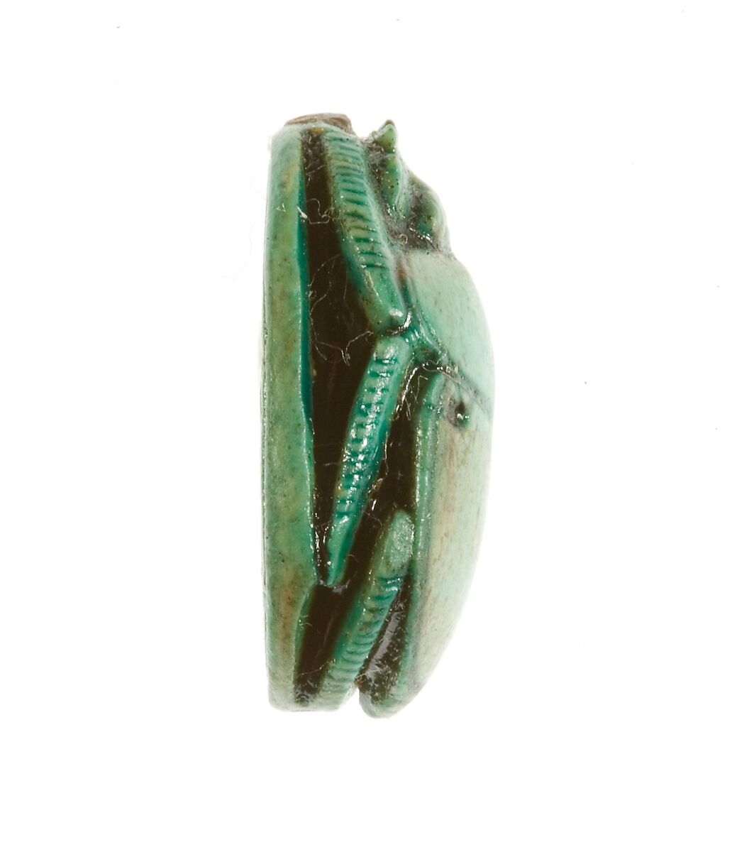 Scarab Inscribed for the King of Upper and Lower Egypt Maatkare (Hatshepsut), Steatite (glazed)