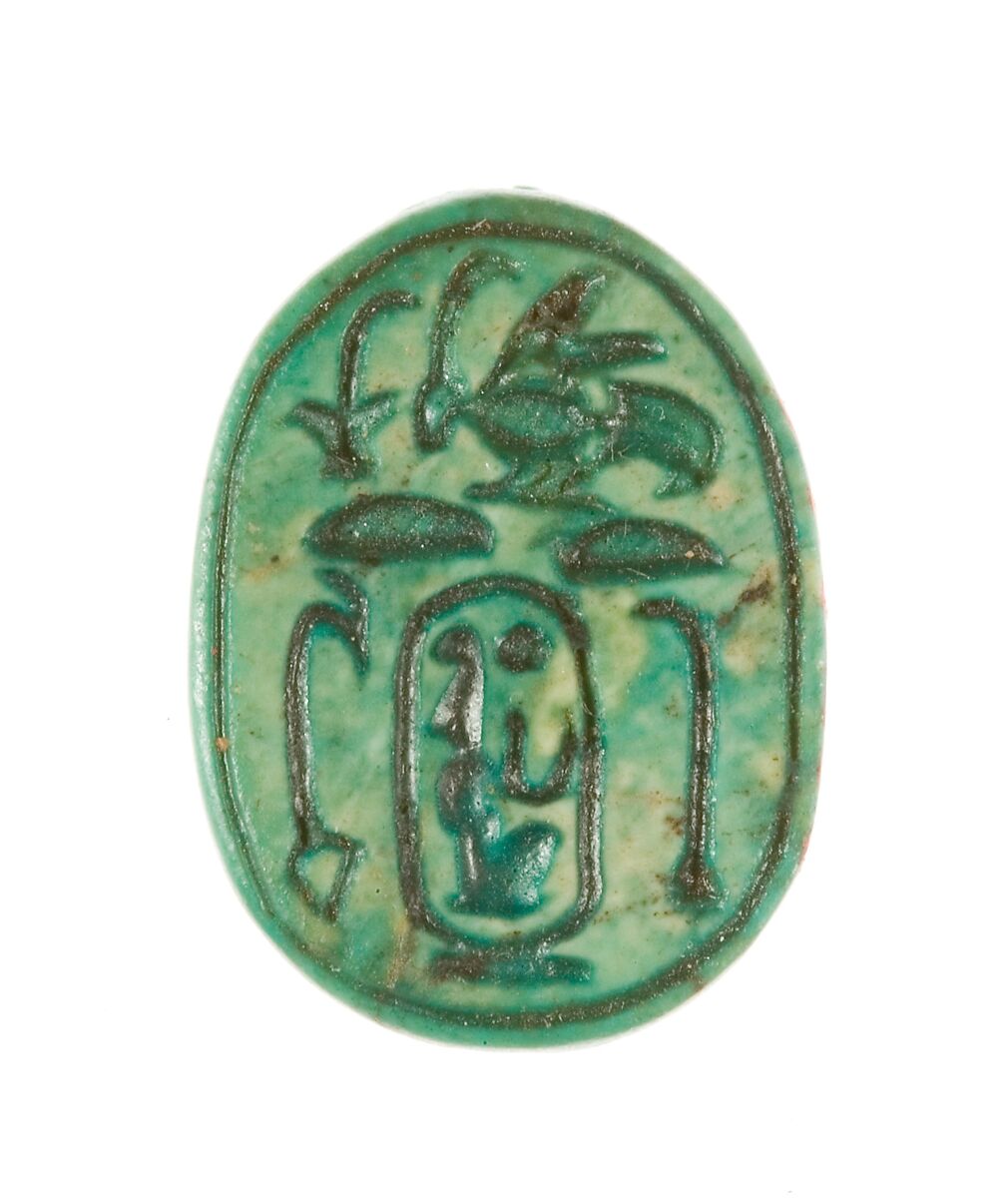 Scarab Inscribed King of Upper and Lower Egypt Maatkare, Having Dominion, Steatite (glazed) 