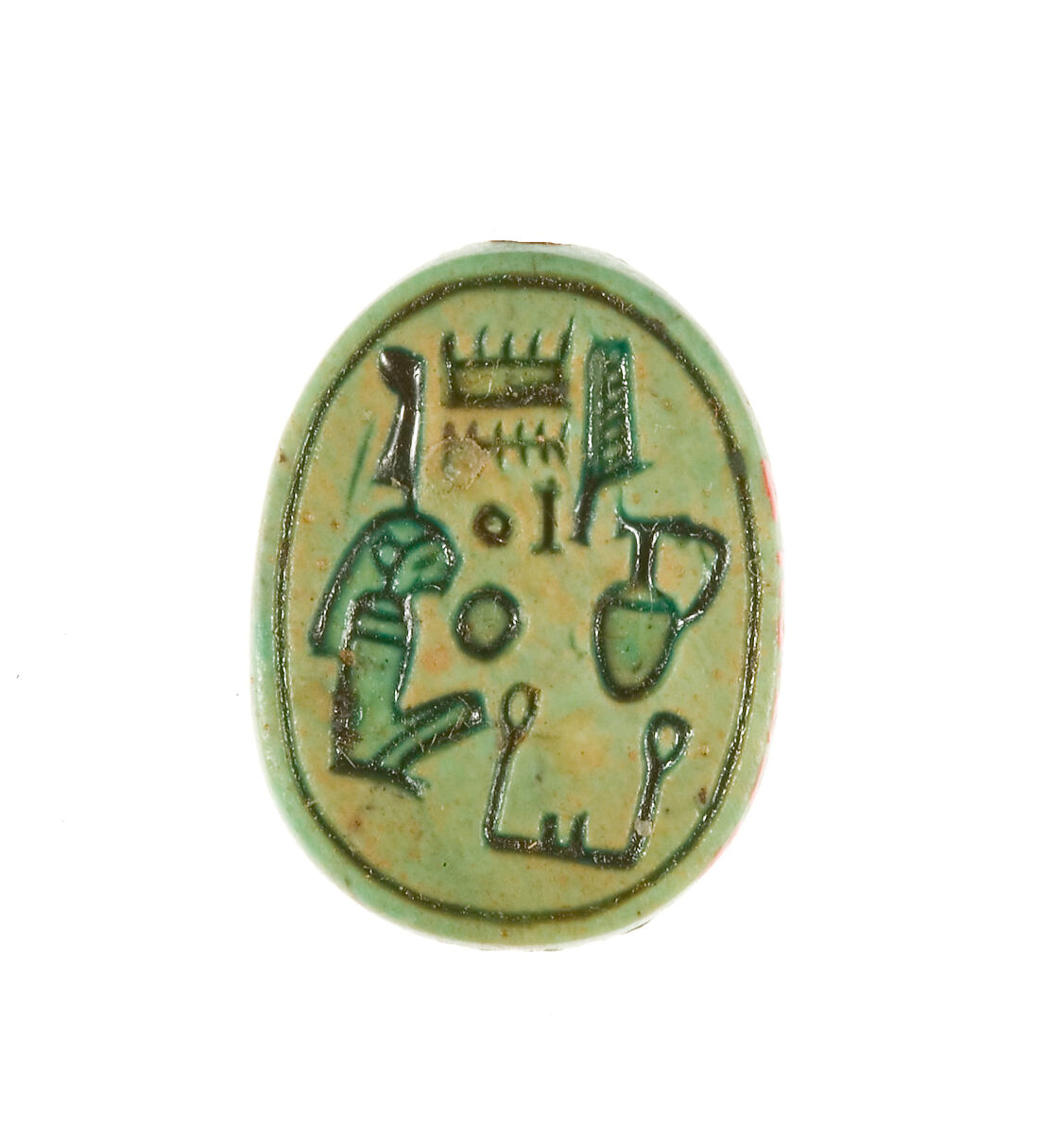 Scarab for Maatkare (Hatshepsut), United with Amun, Steatite (glazed) 