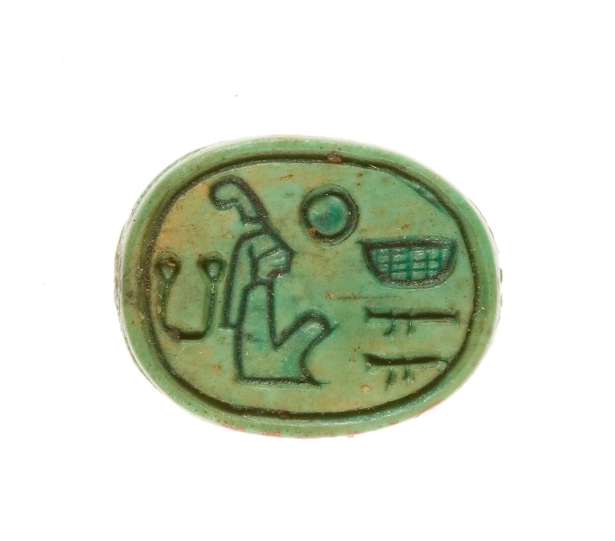 Scarab Inscribed Lord of the Two Lands Maatkare (Hatshepsut), Steatite (glazed) 