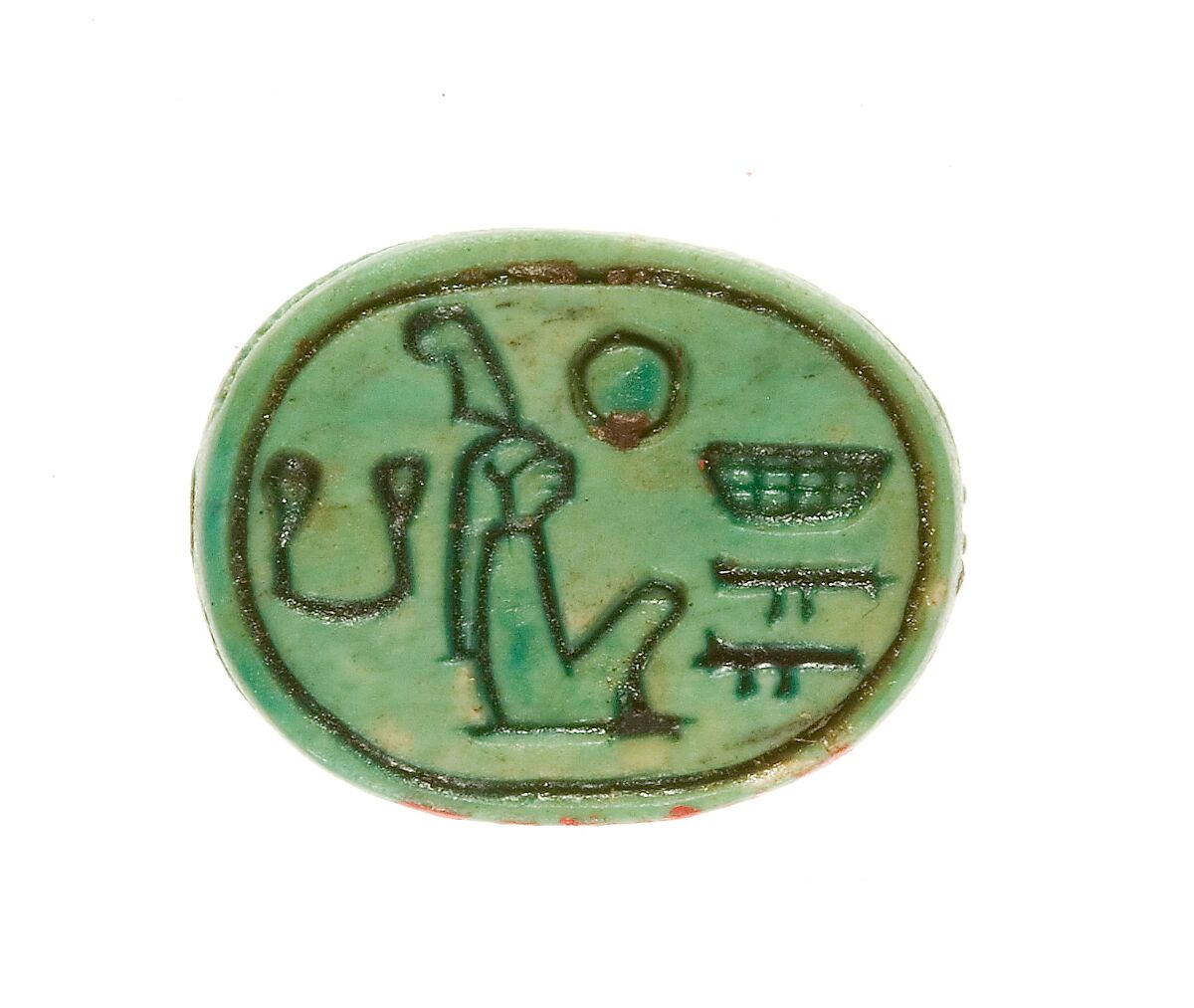 Scarab Inscribed Lord of the Two Lands Maatkare (Hatshepsut), Steatite (glazed) 