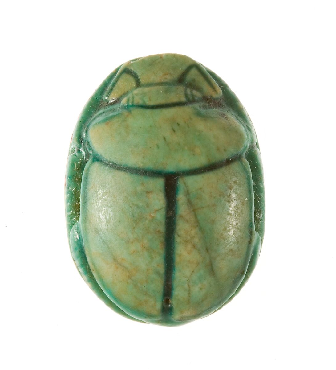 Scarab Inscribed Lord of the Two Lands, Maatkare (Hatshepsut) Flanked by Lotus Flowers, Steatite (glazed)