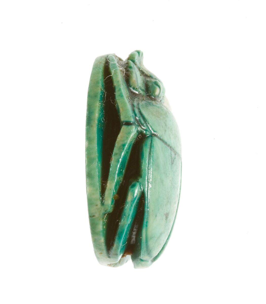 Scarab Inscribed Perfect God, Lord of the Two Lands Maatkare (Hatshepsut), Given Life Forever, Steatite (glazed)