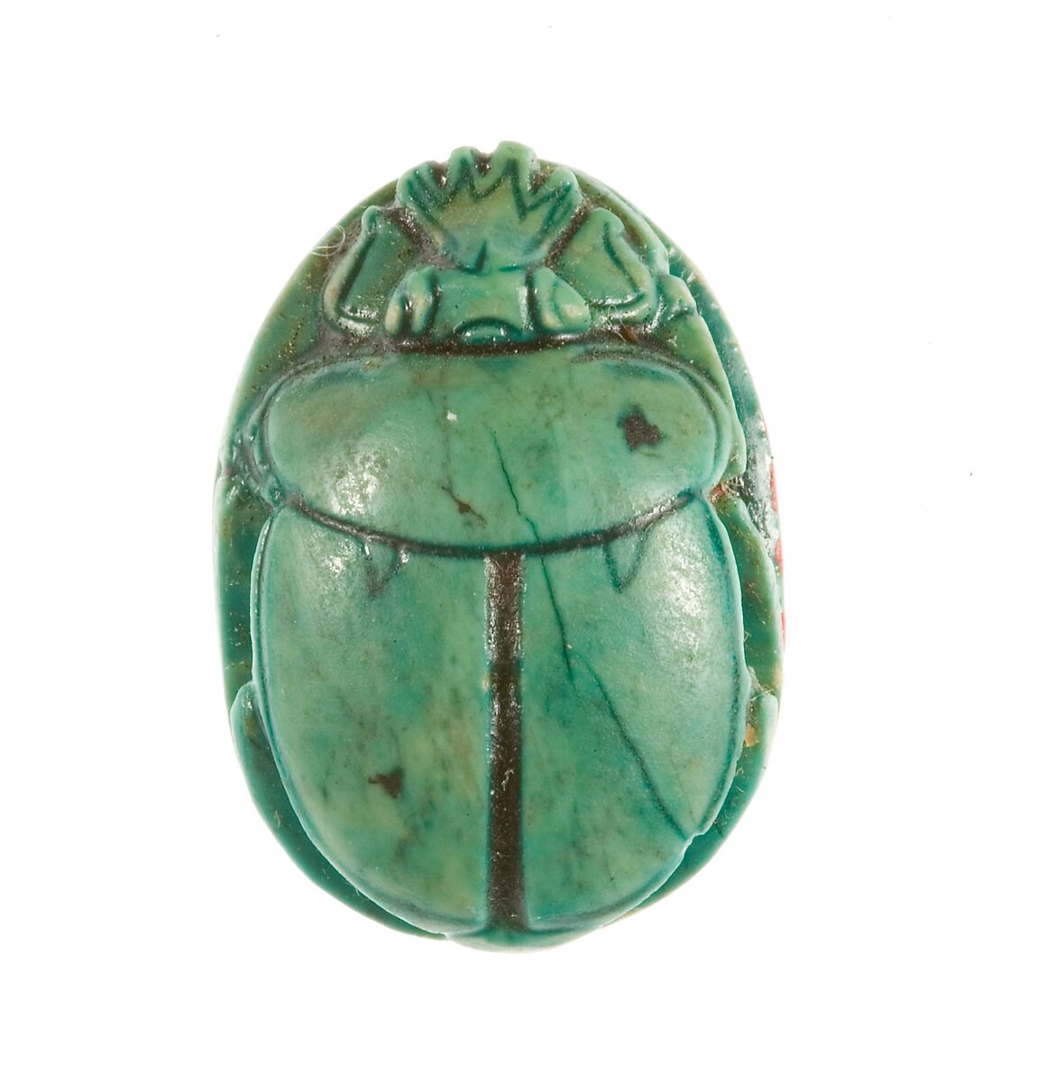 Scarab Inscribed Perfect God, Lord of the Two Lands Maatkare (Hatshepsut), Given Life Forever, Steatite (glazed)