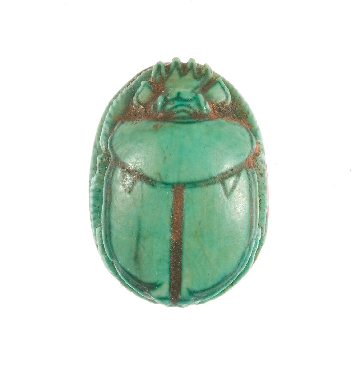 Scarab Lord of the Two Lands Maatkare (Hatshepsut), with Nekhbet Vulture Wearing the Double Crown, Steatite (glazed)