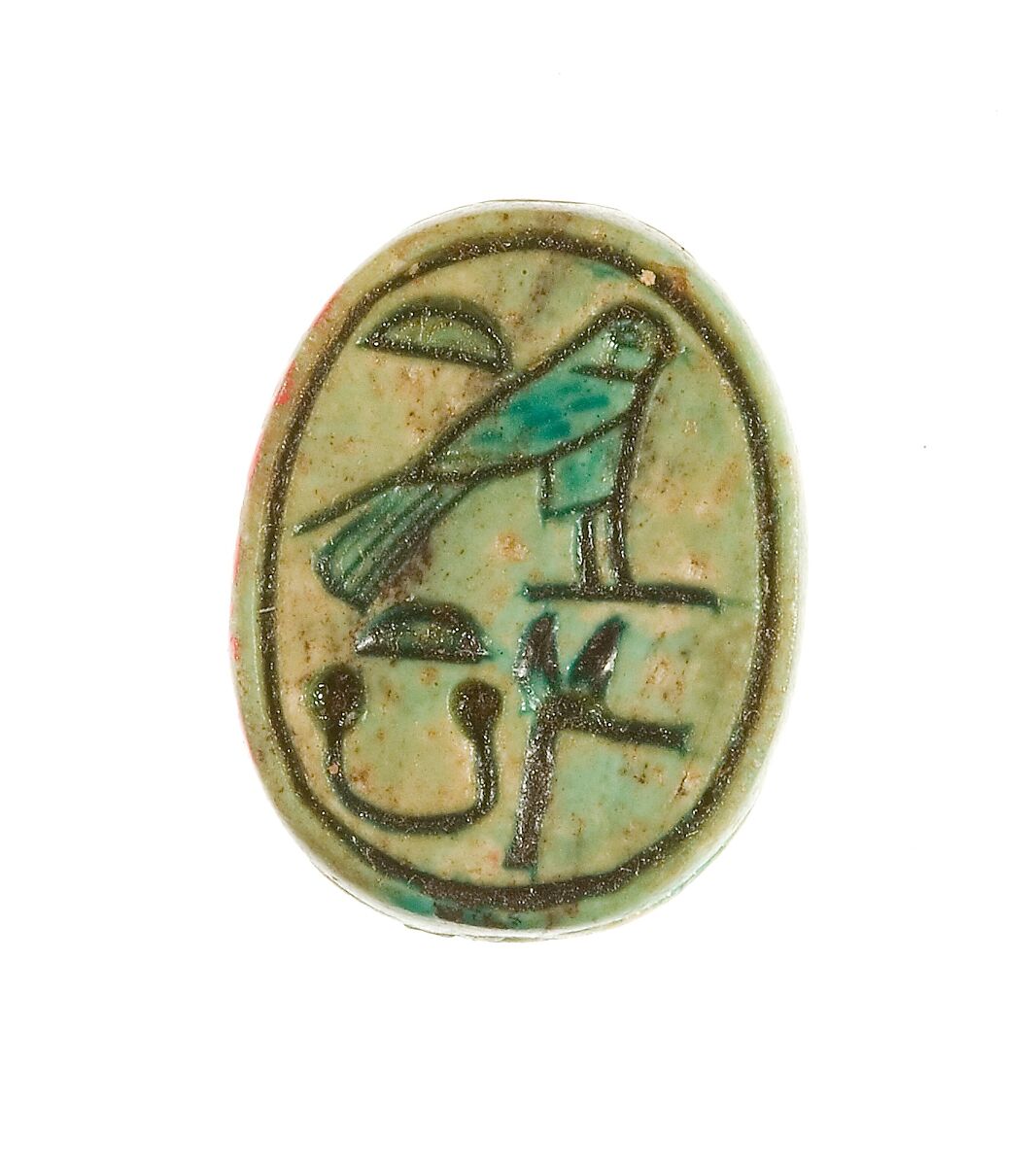 Scarab Inscribed for the Female Horus Wosretkau (Hatshepsut), Steatite (glazed)