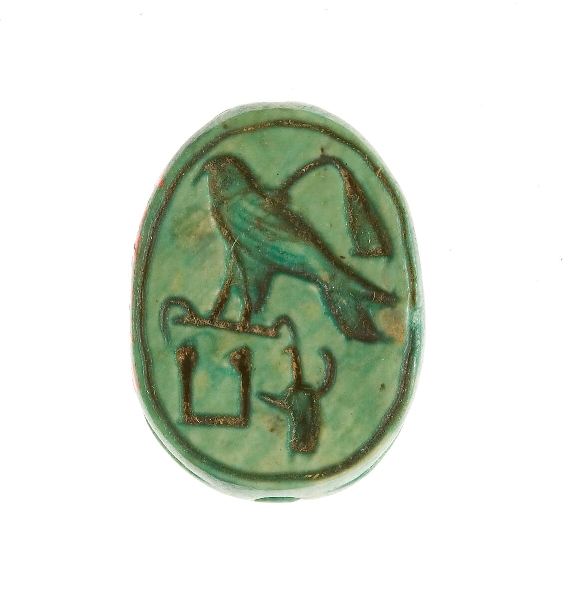 Scarab Inscribed for the Horus Wosretkau (Hatshepsut), Steatite (glazed) 