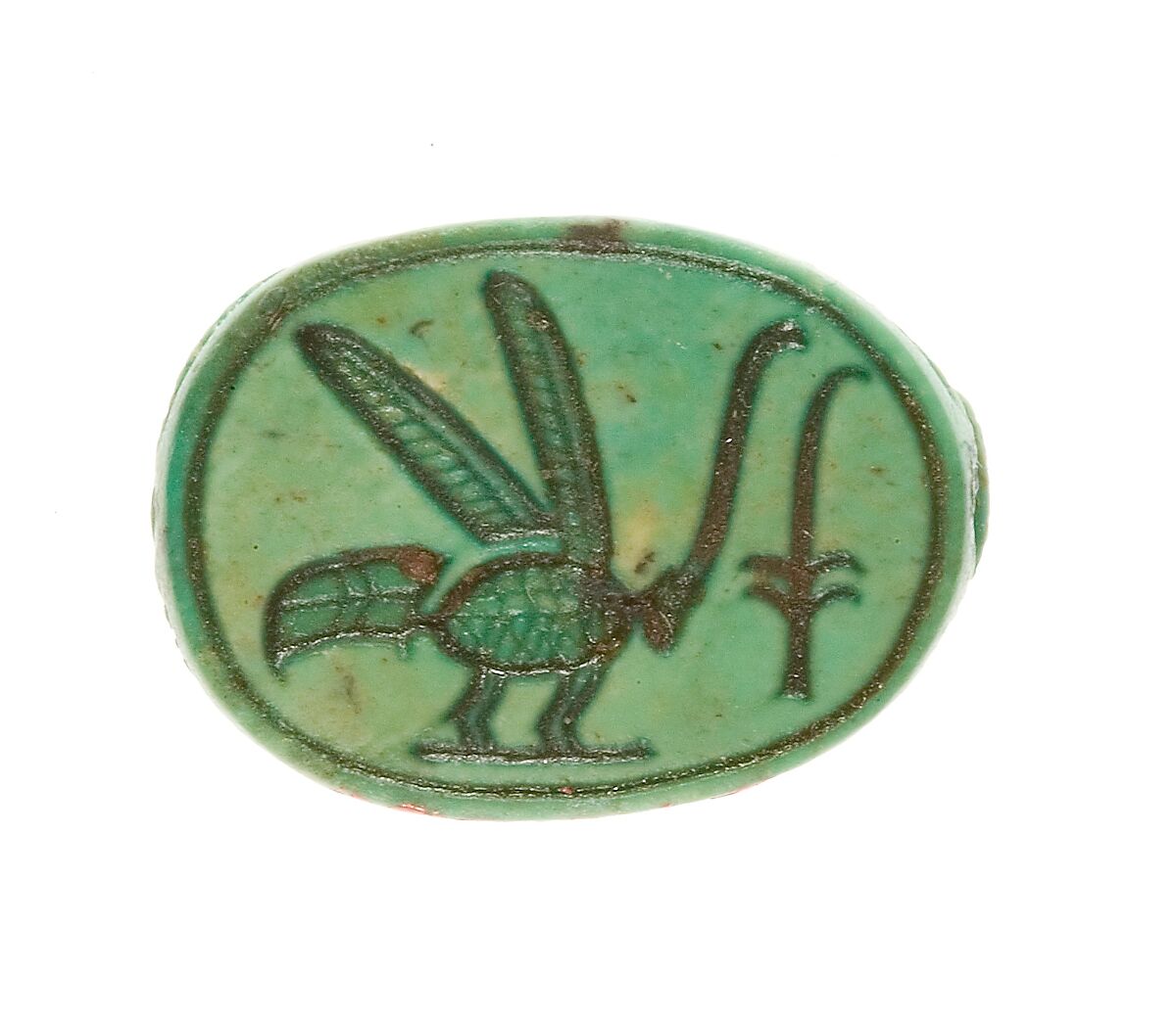 Scarab Inscribed King of Upper and Lower Egypt, Steatite (glazed) 