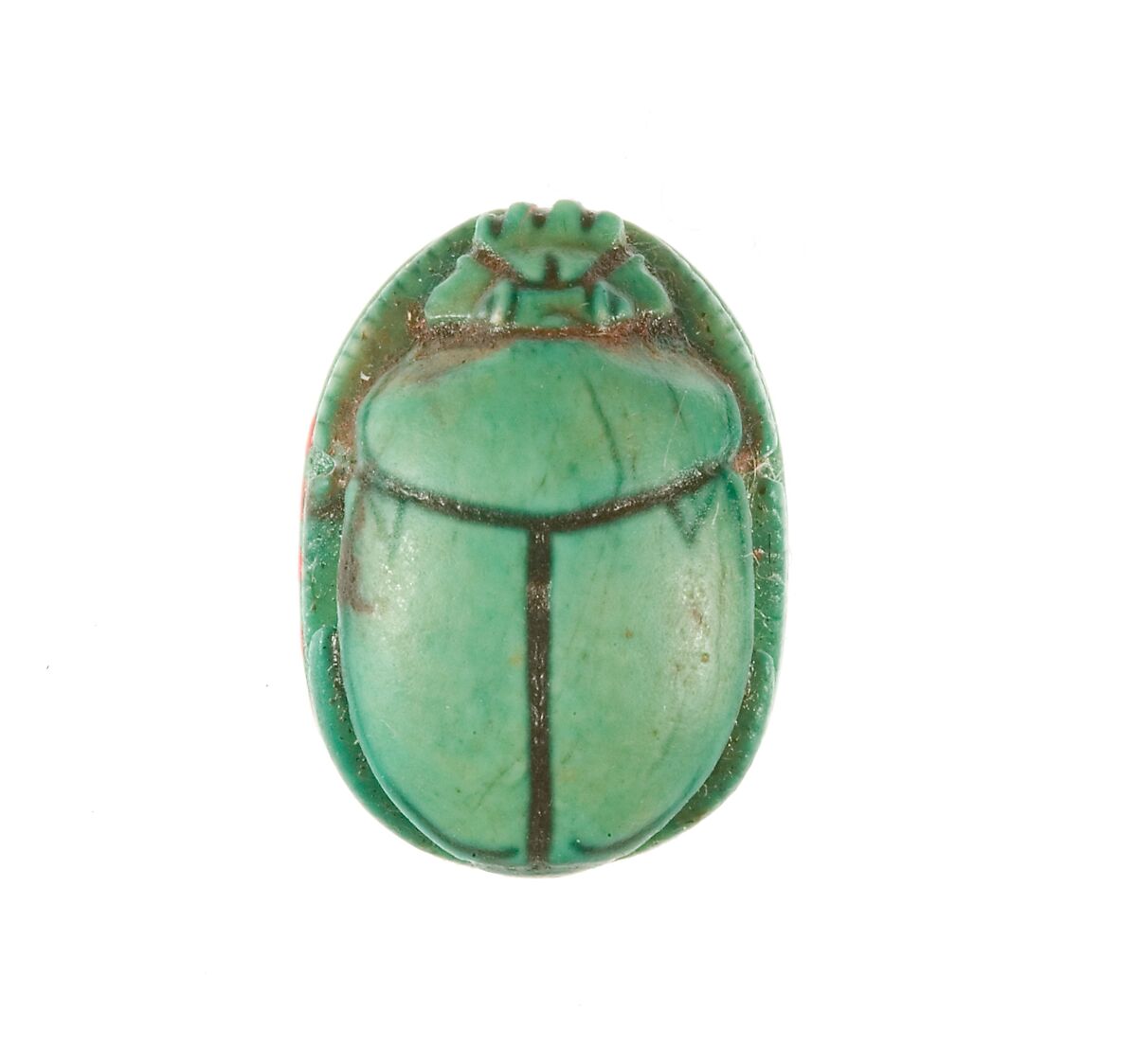 Scarab Inscribed King of Upper and Lower Egypt, Lady of the Two Lands, Steatite (glazed)