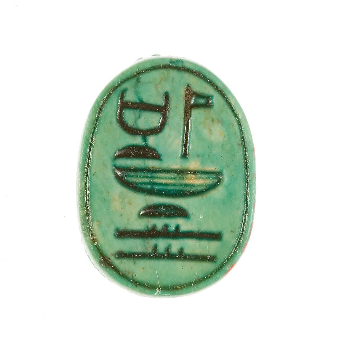 Scarab Inscribed God's Wife, Lady of the Two Lands, Steatite (glazed) 