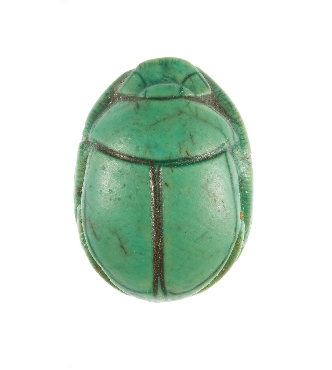 Scarab Inscribed Daughter of Re, with Winged Maat, Steatite (glazed)