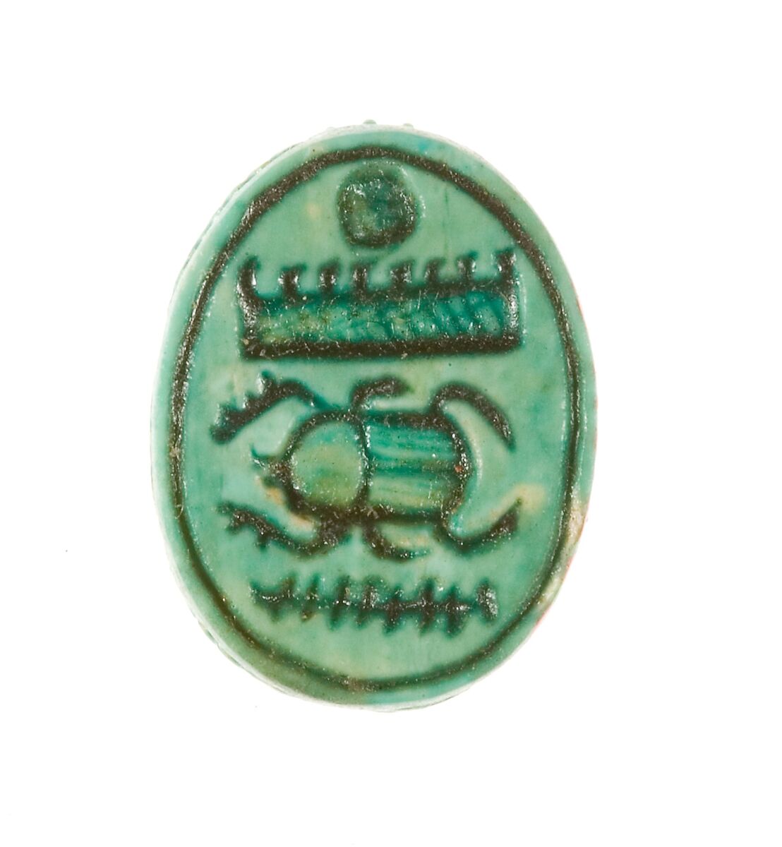 Scarab Inscribed for Menkheperenre (Thutmose III), Steatite (glazed) 