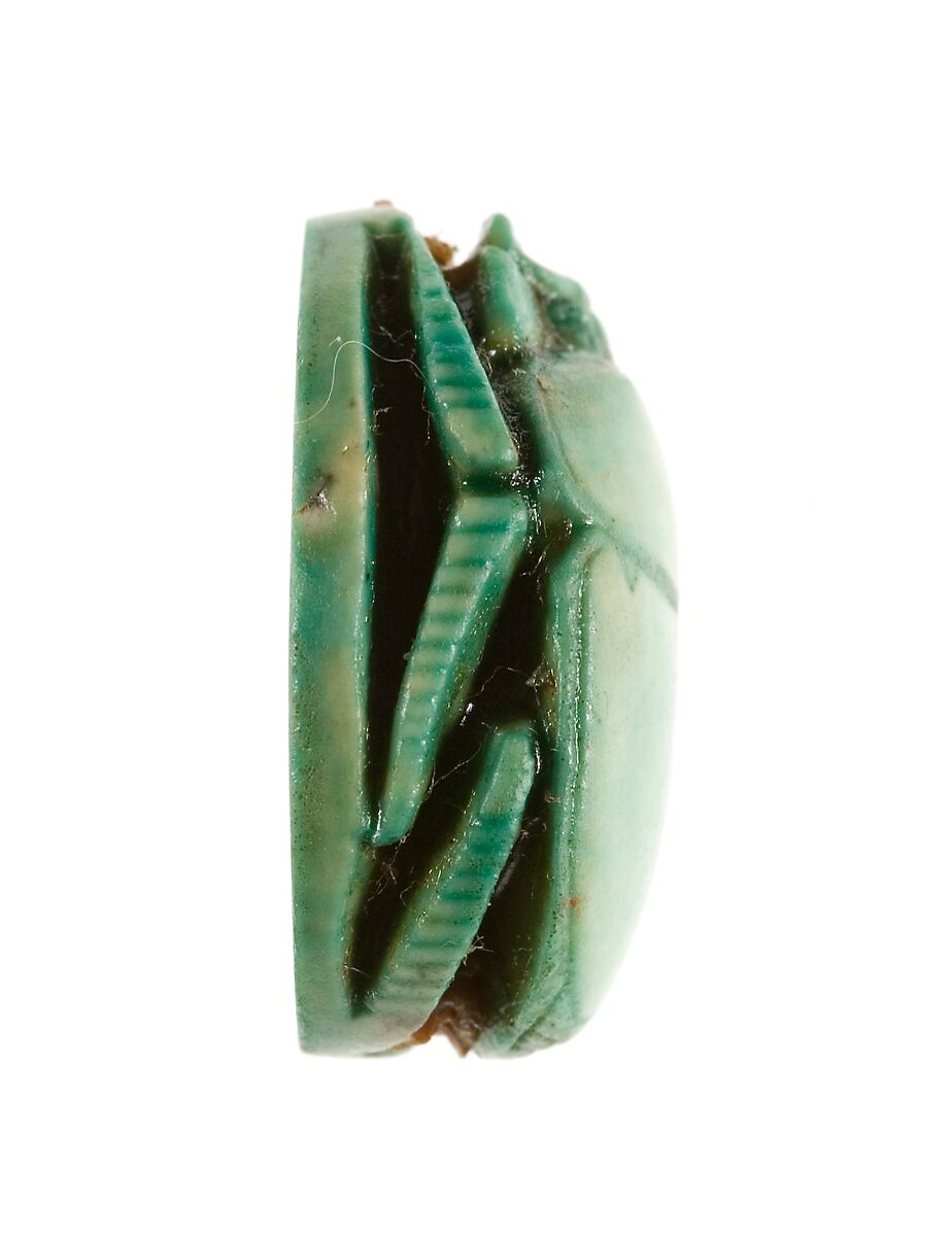 Scarab Inscribed with the Throne Name of Thutmose III, Steatite (glazed)