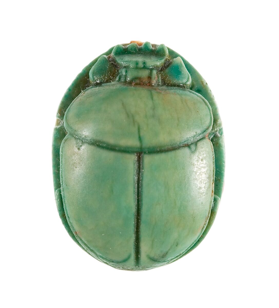 Scarab Inscribed with the Throne Name of Thutmose III, Steatite (glazed)