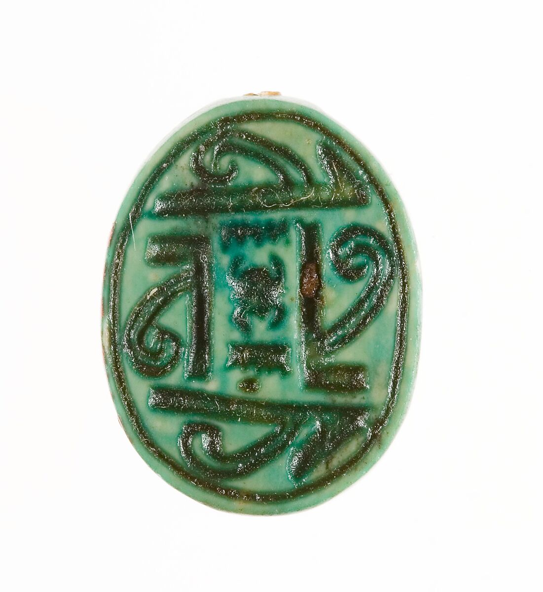 Scarab Inscribed with the Throne Name of Thutmose III, Steatite (glazed) 