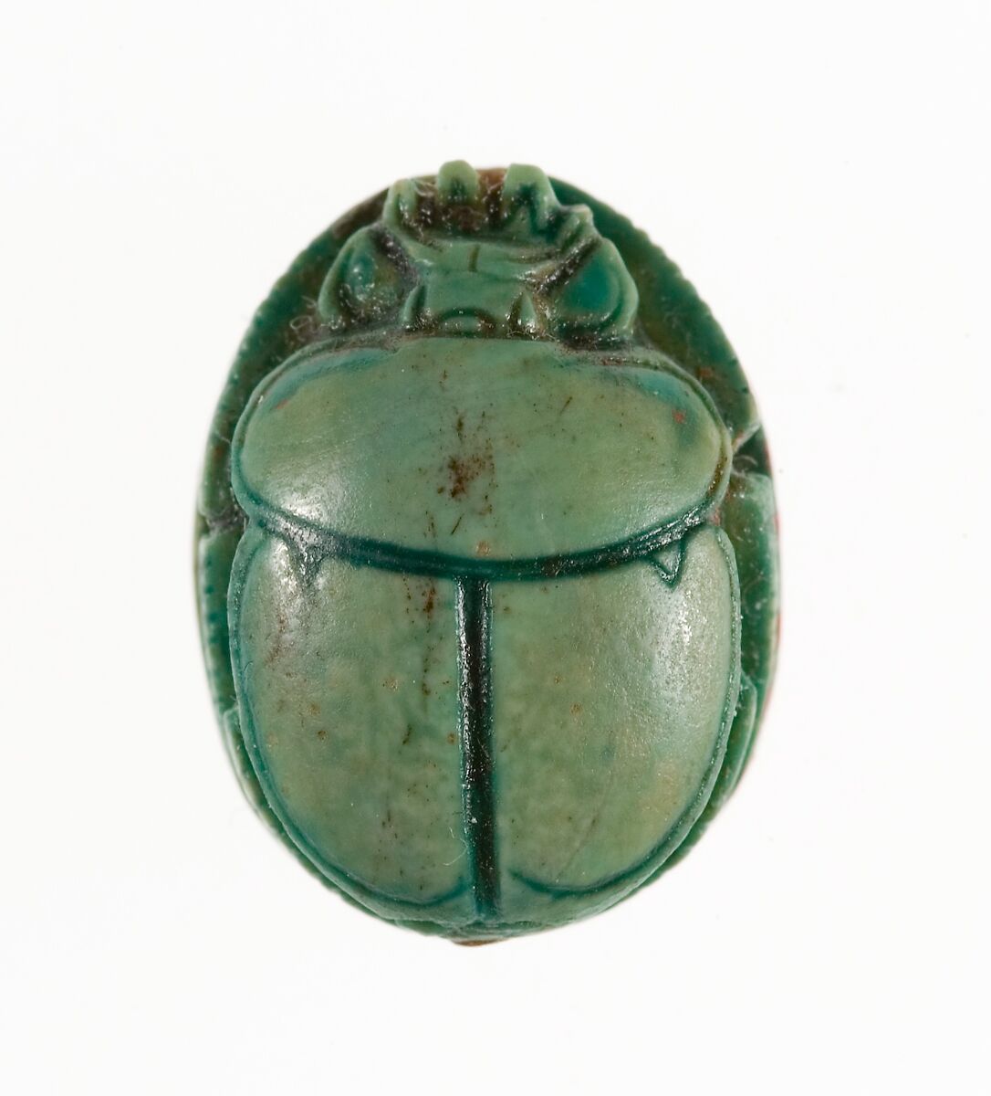 Scarab Inscribed with the Throne Name of Thutmose III, Steatite (glazed)