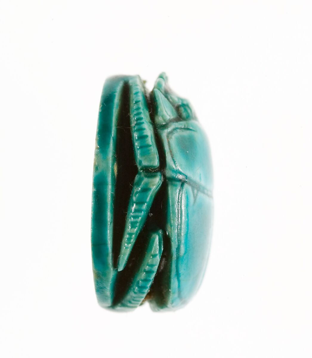 Scarab Inscribed with the Throne Name of Thutmose III, Steatite (glazed)