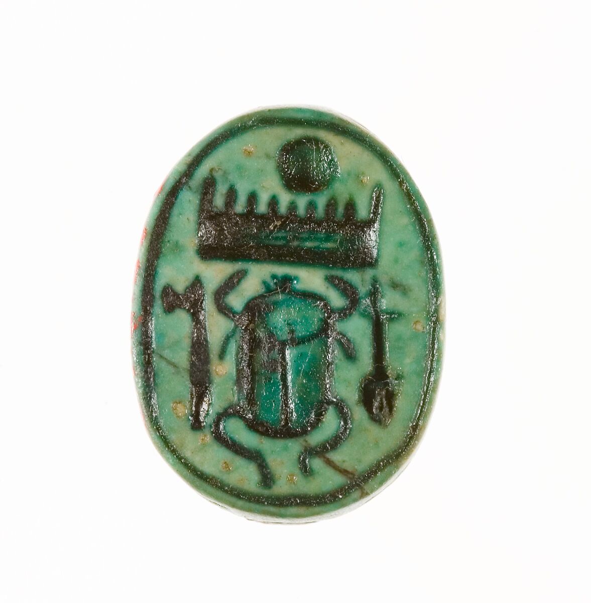 Scarab Inscribed with the Throne Name of Thutmose III, Steatite (glazed) 
