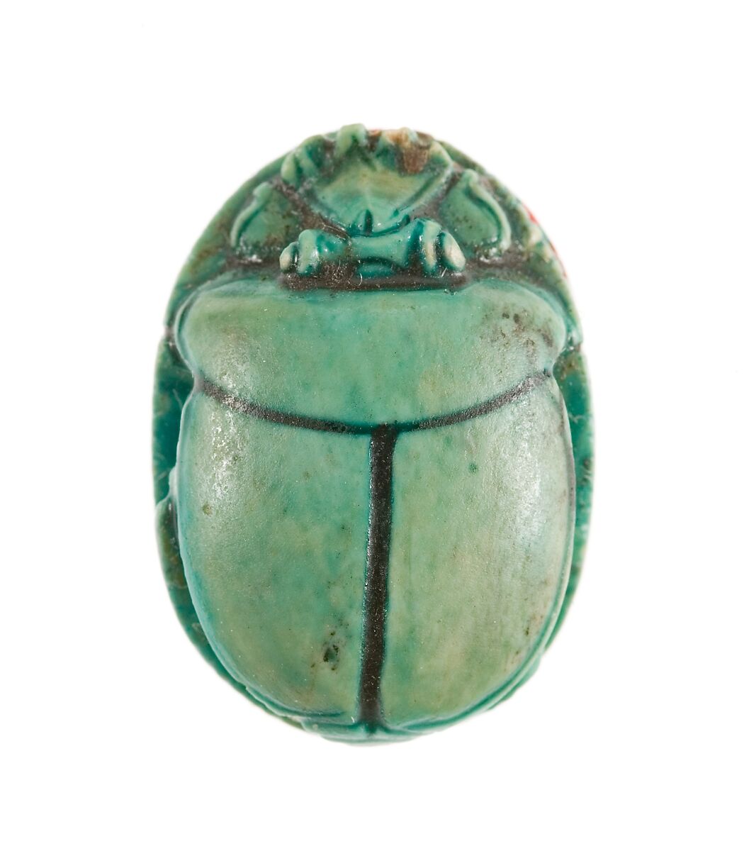 Scarab Inscribed with the Throne Name of Thutmose III, Steatite (glazed)