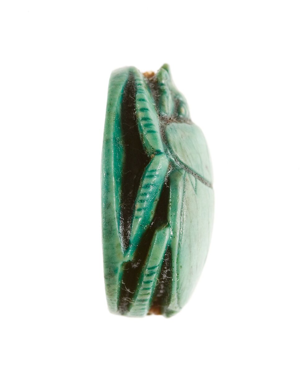 Scarab Inscribed with the Throne Name of Thutmose III, Steatite (glazed)
