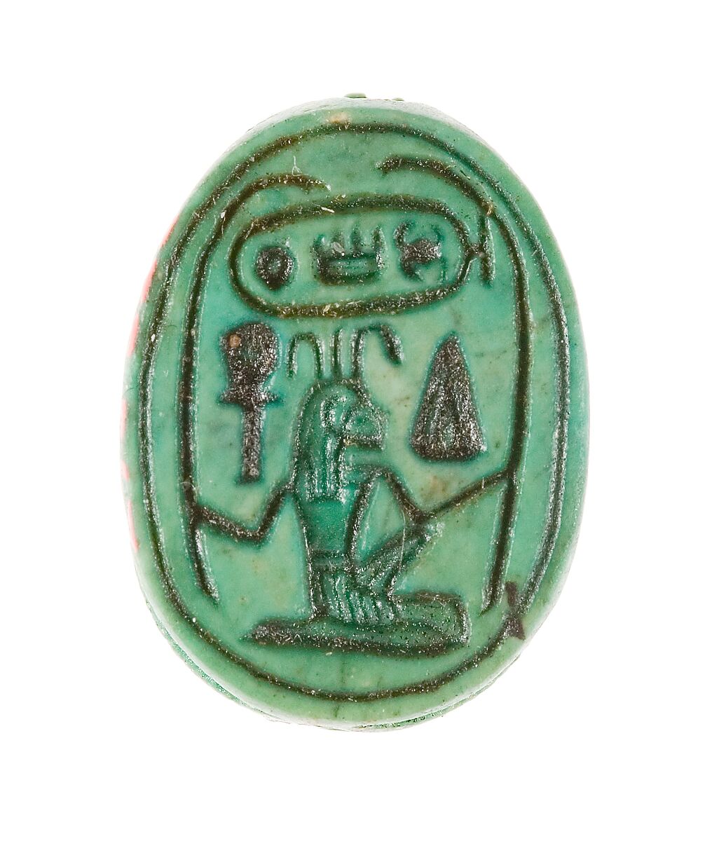 Scarab Inscribed with the Throne Name of Thutmose III, Steatite (glazed) 
