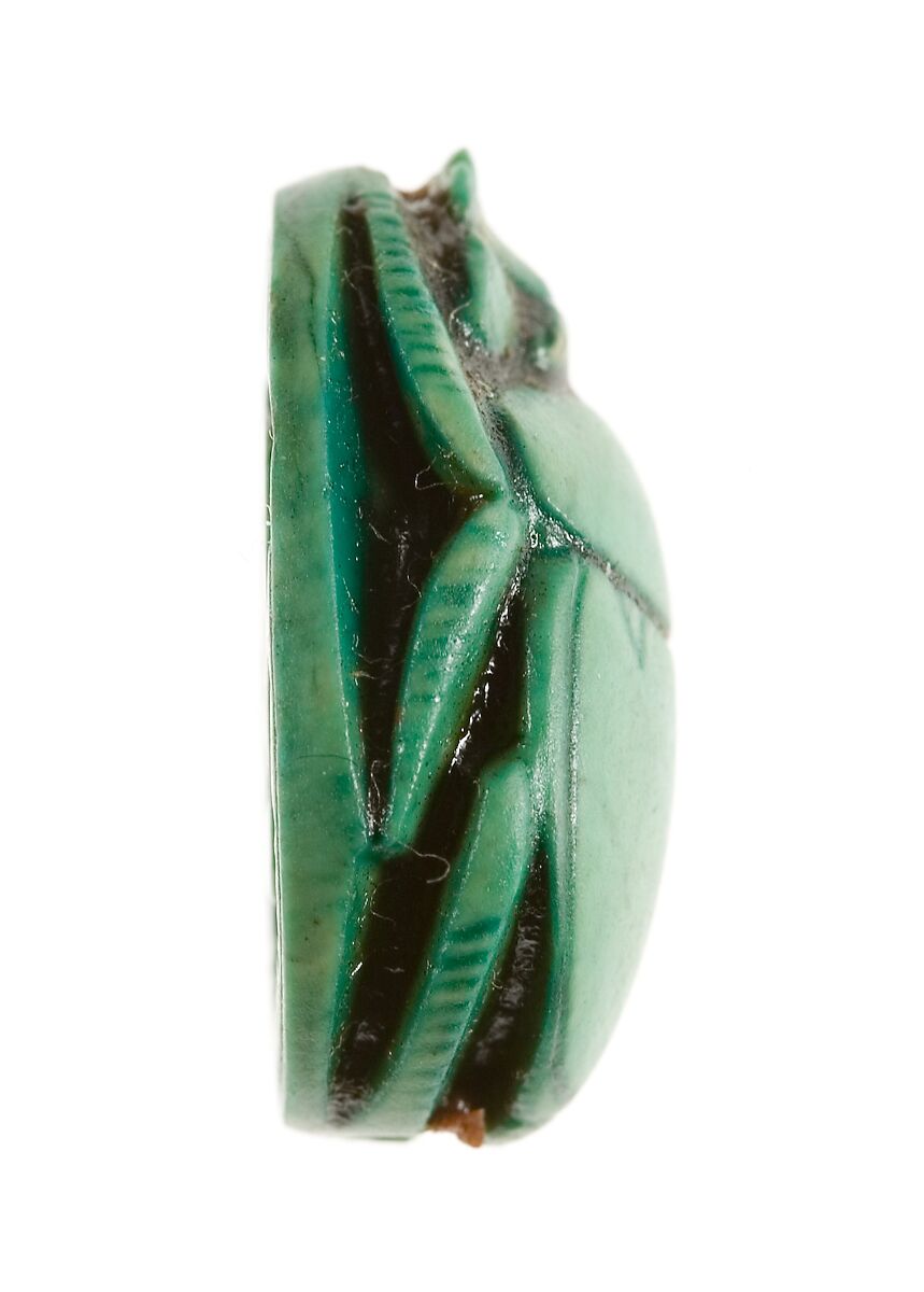 Scarab Inscribed with the Throne Name of Thutmose III, Steatite (glazed)