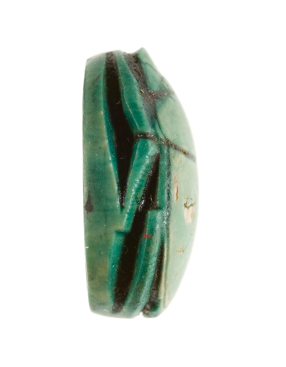 Scarab Inscribed with the Throne Name of Thutmose III, Steatite (glazed)